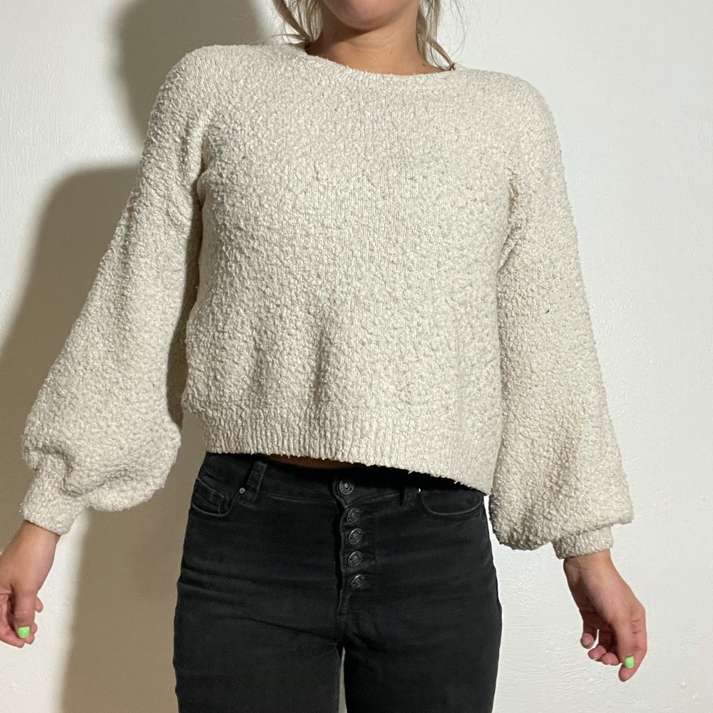 Hippie Rose White Long Sleeve Sweater